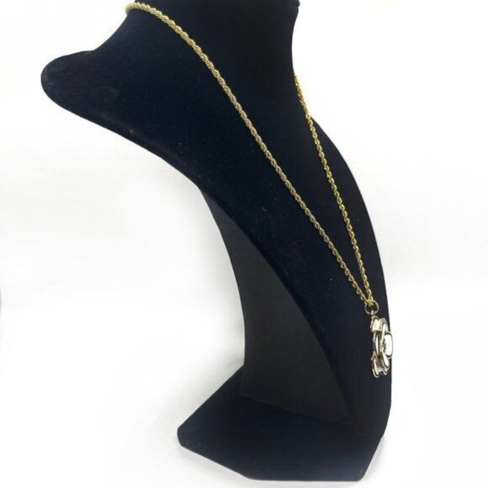 CHANEL CC Charm Pendant Camellia White Necklace Gold Plated Chain - Picture 3 of 10